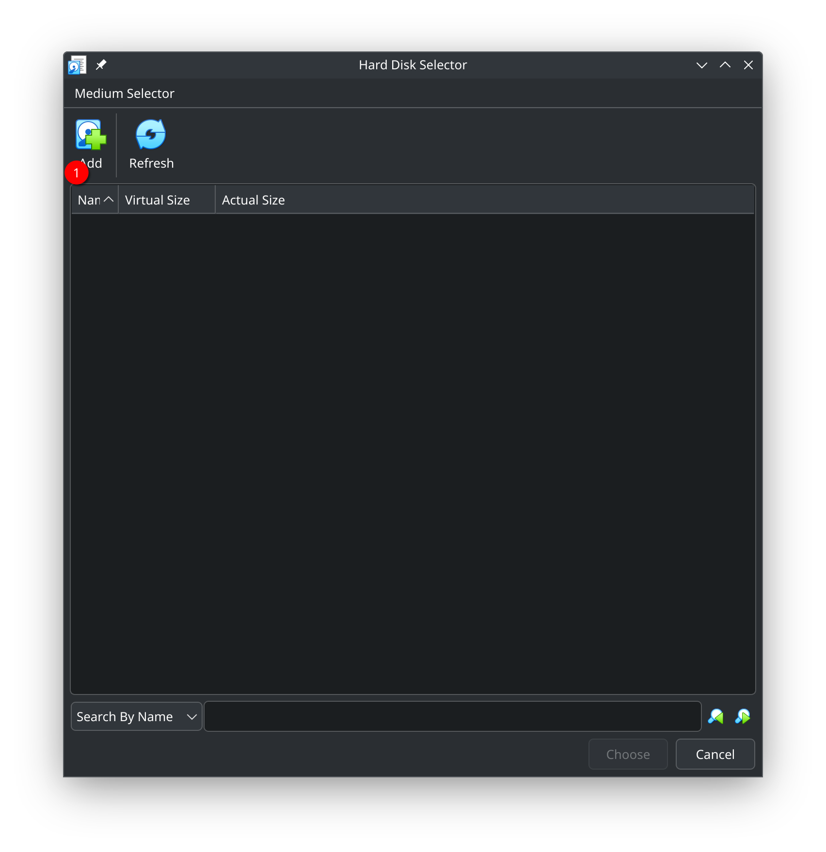 Hard Disk Selector Add Button