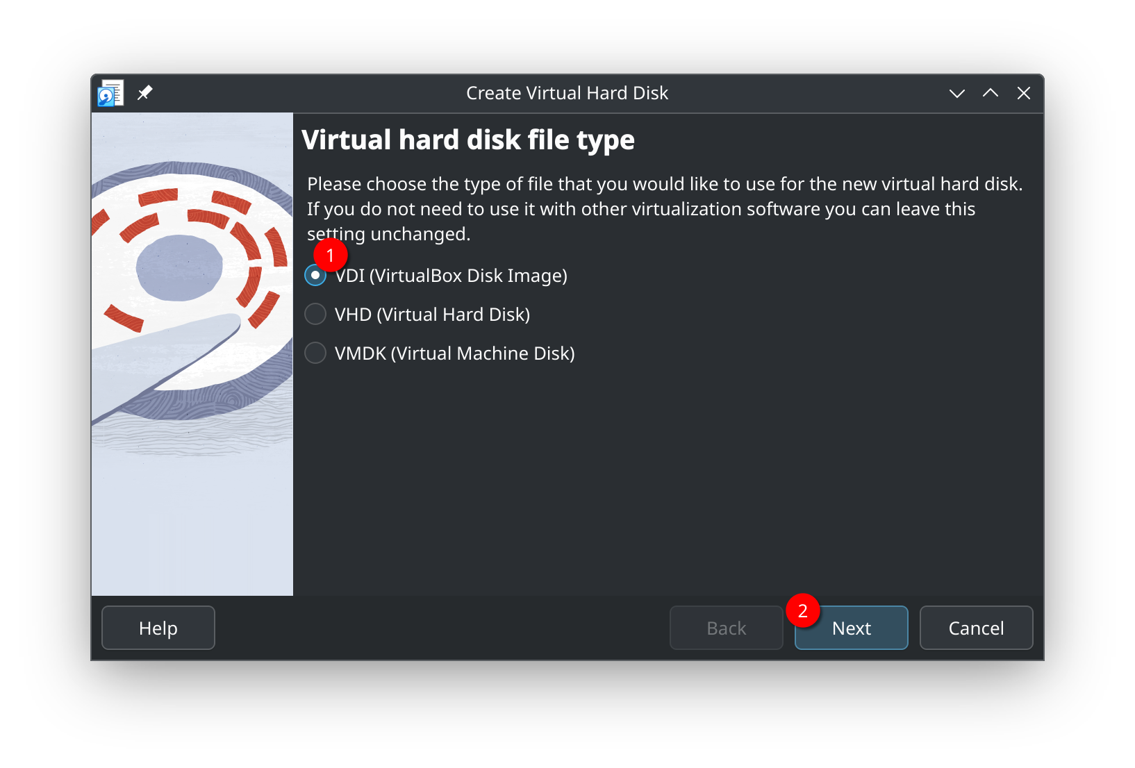 Virtual Disk File Type Selection