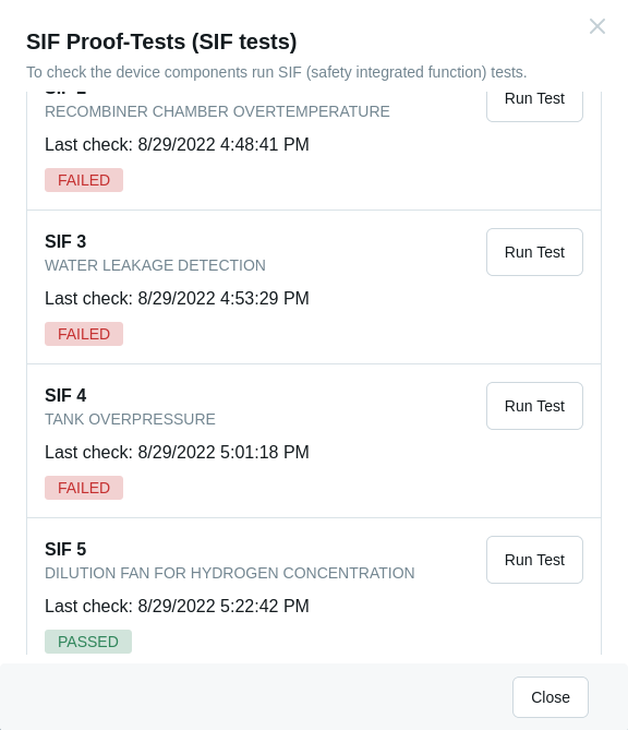 WEB GUI - SIF Proof-Tests