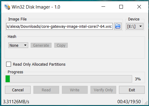 Win32 Disk Imager - Write